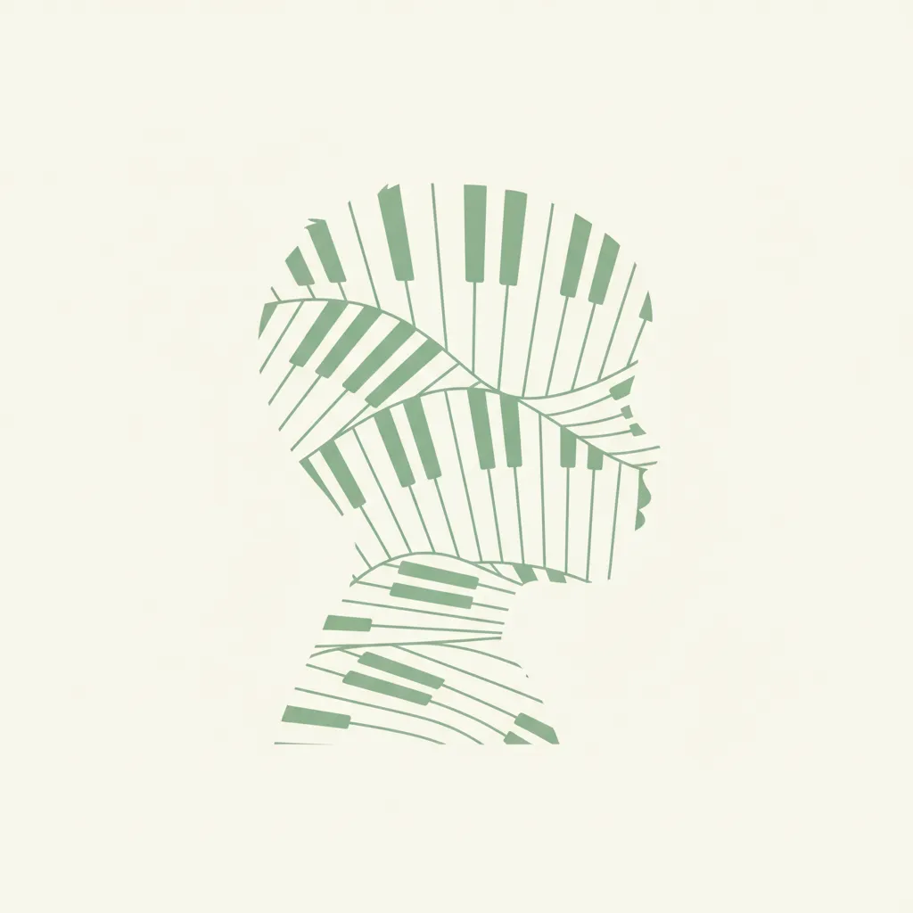 Illustration of a child silhouette filled with piano keys, representing skill becoming identity